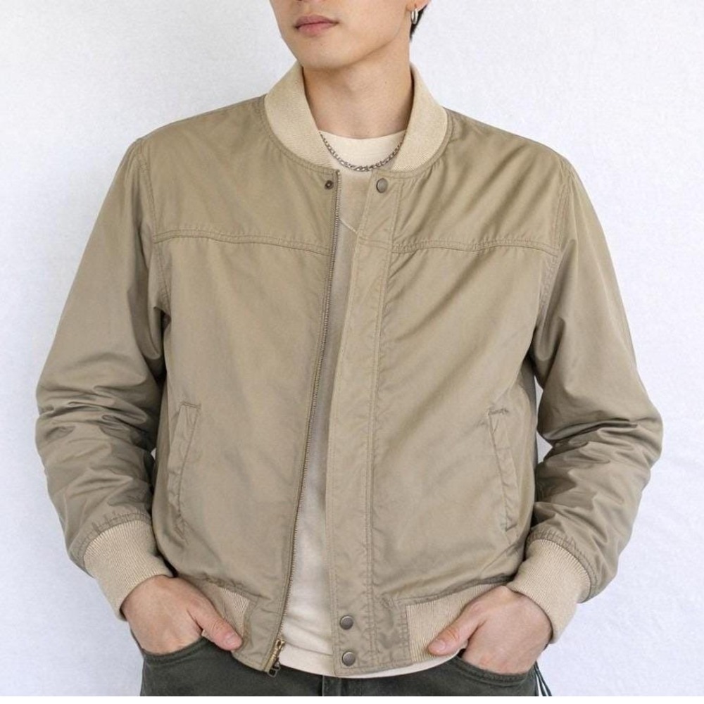 Knights Bridge Bomber Jacket Mens L Tan Vintage Harrington Full Zip Coat